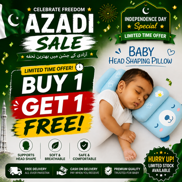 Azadi Offer – Buy 1 Get 1 FREE Baby Head Support Pillow for Newborns